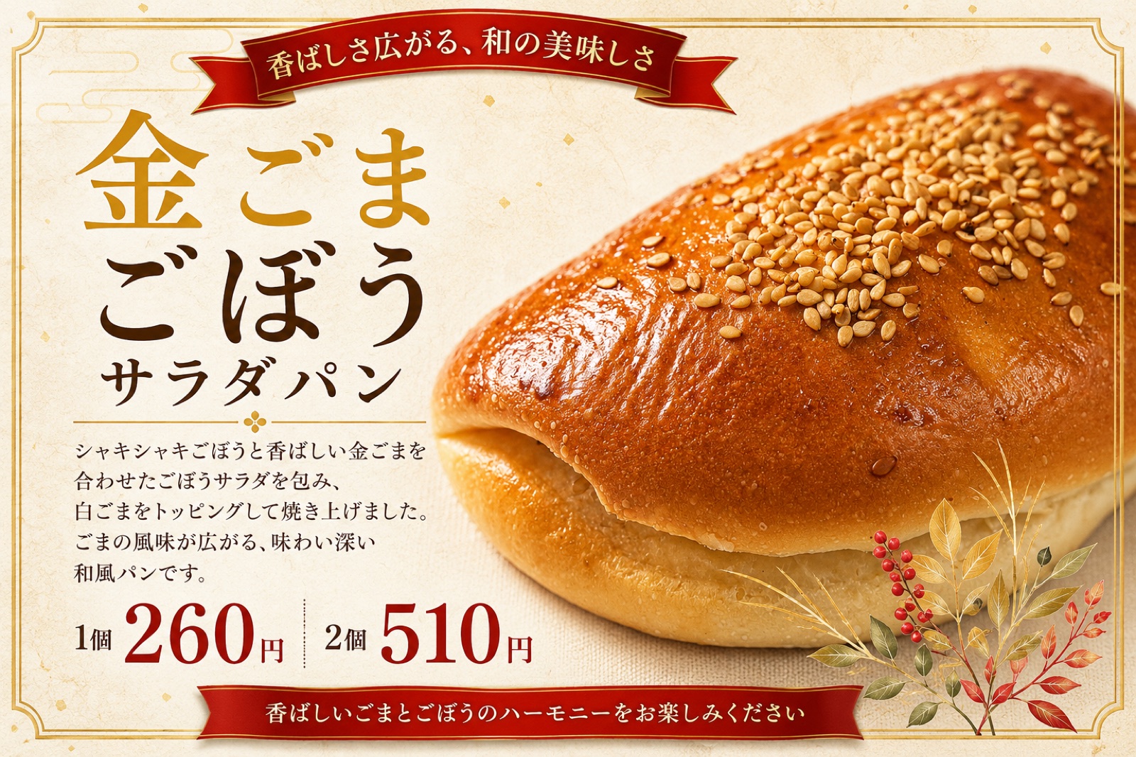 金ごまごぼうサラダパン